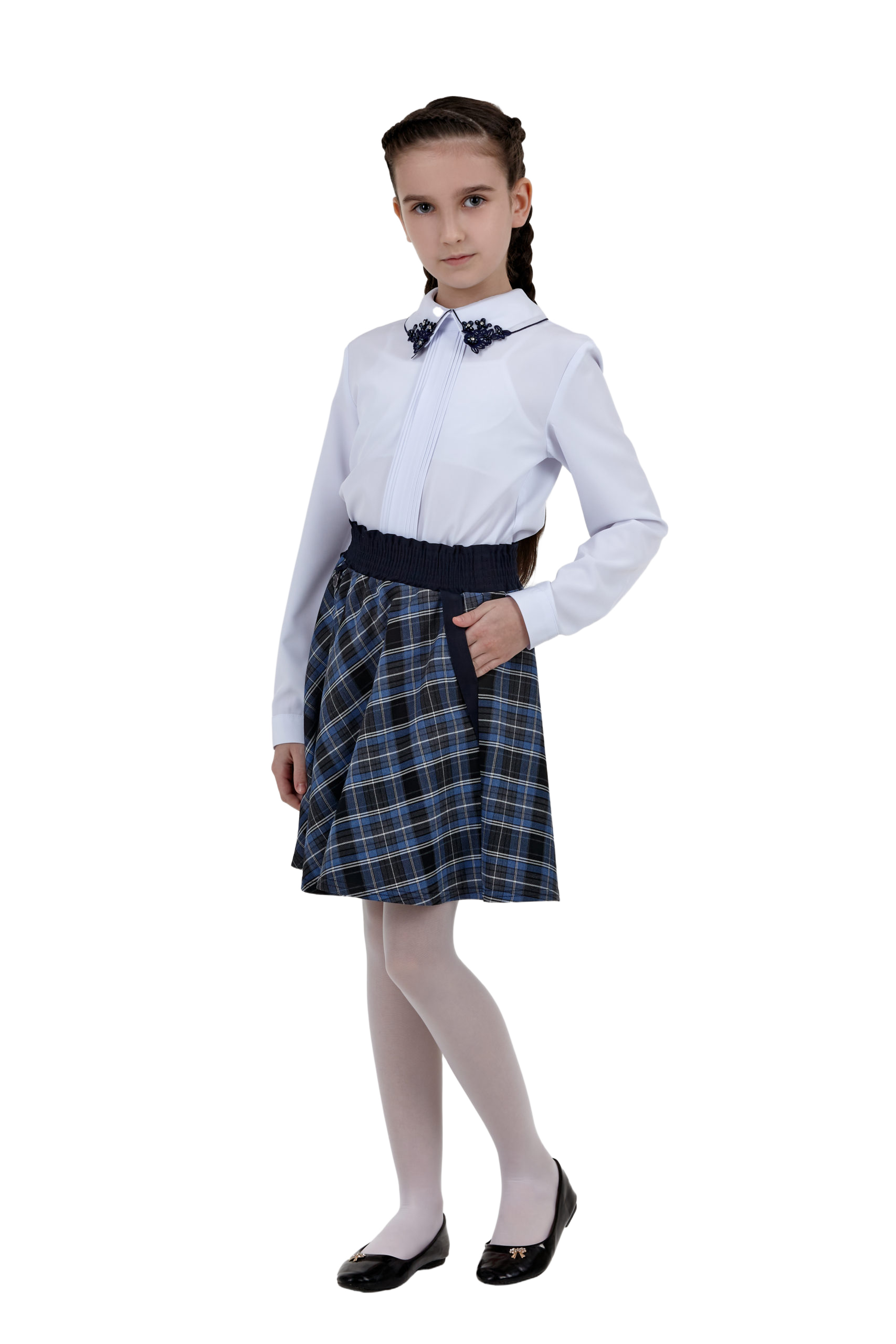 Юбка 204-47 п/солнце серо-голуб.